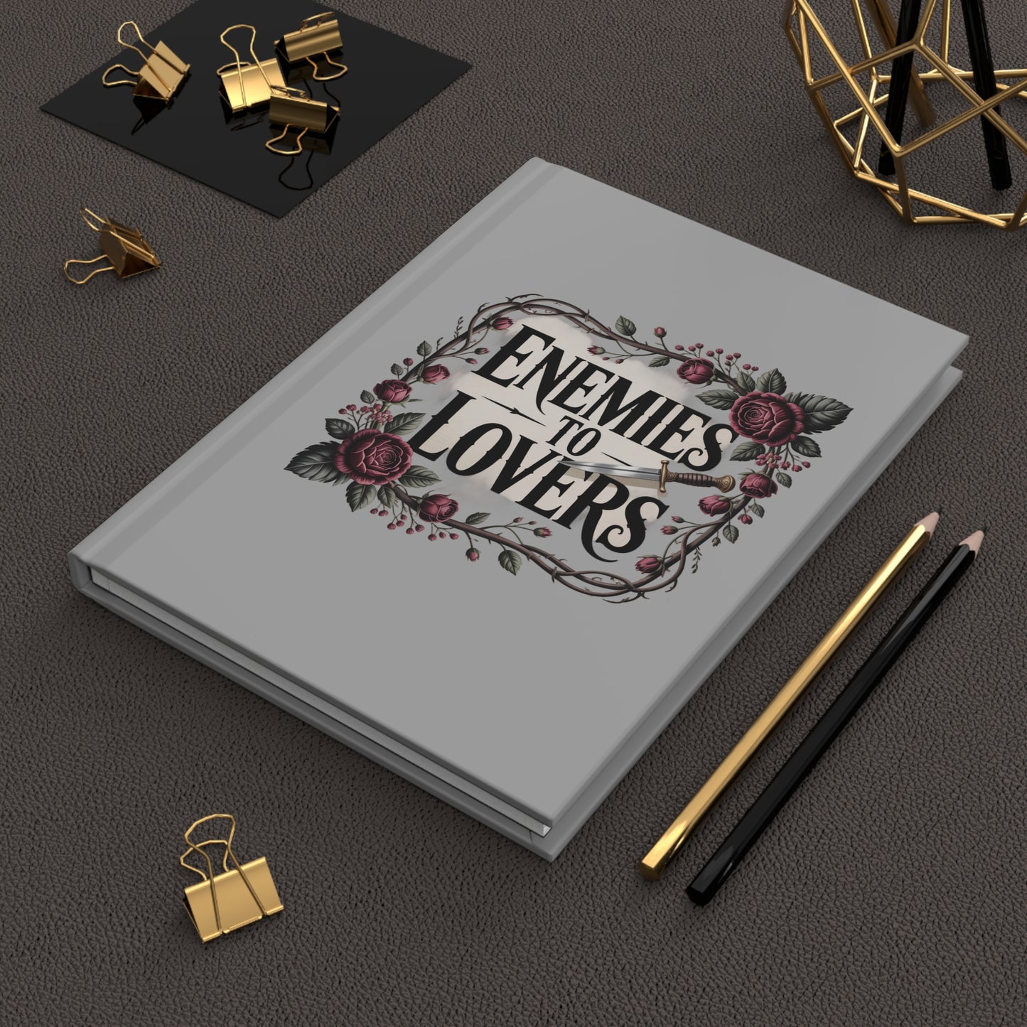 Enemies to Lovers Hardcover Journal — Romantic Floral Notebook for Writers & Gift